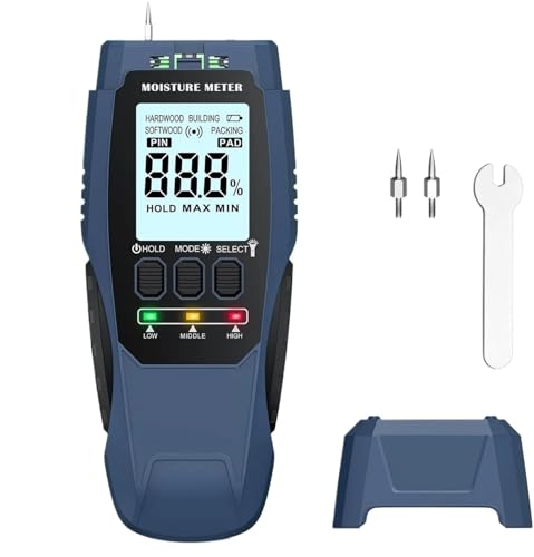 Digitales 2-in-1-Holz- und Baufeuchtemessgerät – Tester mit und ohne Stift for Hausrenovierung, Bau und Holzbearbeitung von DIGNIFE
