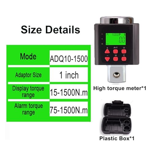 Drehmomentprüfgerät, Digitaler Drehmomentschlüssel-Adapter - Präziser elektronischer Drehmoment-Werkzeugkonverter und Messgerät mit LCD-Display, einschließlich 1/2" 3/8" 1/4(Torque15.0-1500N.m) von DIGNIFE