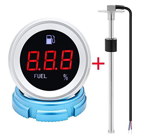 Flüssigkeitsstandsensoren, 0-190 Ohm Kraftstoffstandsensor + Kraftstoffstandsanzeige 52 mm digitale Öltankanzeige mit Blitzalarm for Autobootsmotoren(125mm) von DIGNIFE