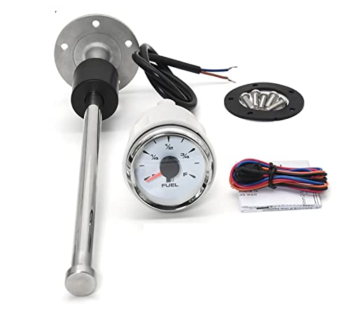Flüssigkeitsstandsensoren, AD 8 Farben Hintergrundbeleuchtung Öltankanzeige 52 mm Kraftstoffzähler mit 0-190 Ohm Kraftstoffstandssensor 100-500 mm for Marineboot-Autoanzeige(X475mm) von DIGNIFE