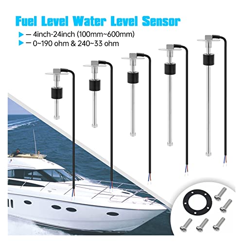 Flüssigkeitsstandsensoren, Digitale Dual-52-mm-Anzeige mit Warnung Kraftstoffstand + Spannung 2-in-1-Anzeige for Kraftstoffstandsensor 0-190 Ohm Marine Boat Car Truck(125mm) von DIGNIFE