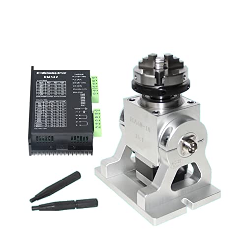 Gleichstrommotor, CNC Planetenausrüstung Nema 23 4. Drehachse 65 mm 3 Kiefer Chuck Eine Achsengeschwindigkeitsreduzierungsverhältnis 10: 1 for die Markierungsgravurmaschine(Rotary Axis - DM542) von DIGNIFE