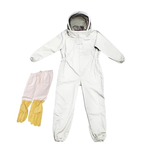 Lmkerbekleidung, Bienenzucht Schutz Anzug Overall Imker Jacke Kleidung for Kinder Erwachsene Volle Körper Anti Bee Anzug Bienenzucht Kleidung Baumwolle(XL Canvas Gloves C) von DIGNIFE