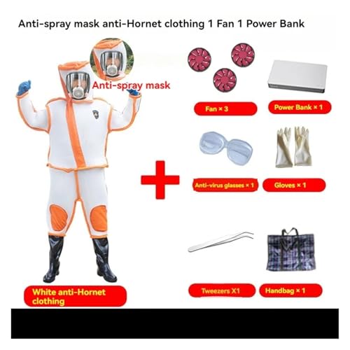 Lmkerbekleidung, Imkereispezifischer Wespenanzug, atmungsaktiver Overall, verdickter Sommer-Drei-Lüfter-Wärmeableitung, kompletter Satz Bienenfanganzug(Orange,XL(170-175)Shoes 42) von DIGNIFE