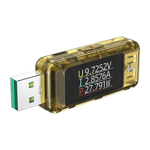 Multimeter, A2/Q USB Tester Typ C Strom Spannung USB Power Meter DC Wattmeter Amperemeter Power Bank Ladegerät Anzeige Detektor 8A(A2 Yellow Add OTG) von DIGNIFE