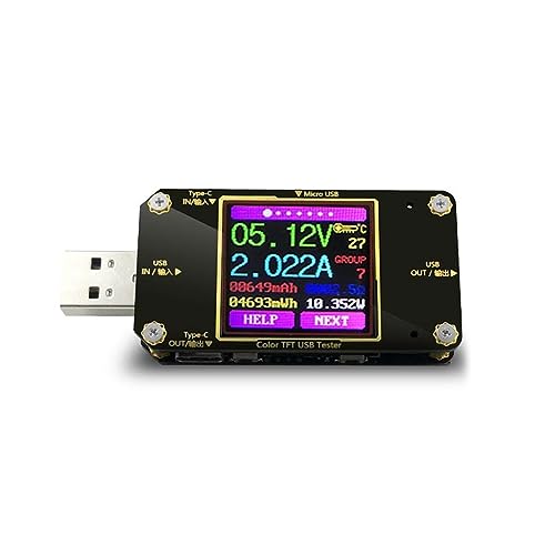 Multimeter, A3 USB Tester Farbe Typ-C Digital Voltmeter DC Spannung Strom Meter Amperemeter Detektor Power Bank Ladegerät Anzeige(Color TFT USB Tester) von DIGNIFE