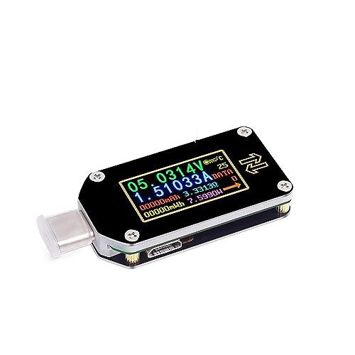 Multimeter, TC66/TC66C PD Trigger Voltmeter Amperemeter RD USB-C Typ-C 2 Weg Spannung Strom Meter Multimeter Ladegerät Batterie Kapazität Tester(USB and BT) von DIGNIFE