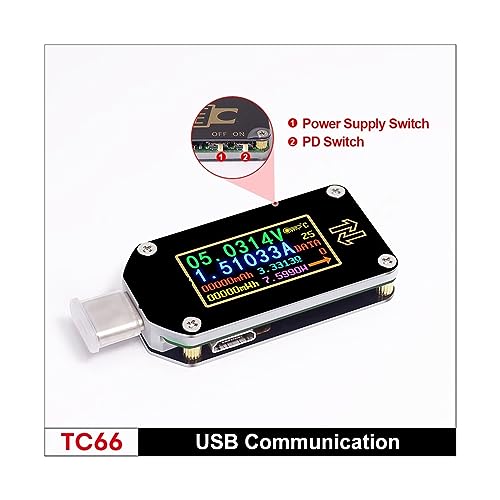 Multimeter, TC66/TC66C TC64 Typ-C PD Trigger USB-C Voltmeter Amperemeter Spannung 2 Weg Strom Meter Multimeter PD Ladegerät Batterie USB Tester(TC66) von DIGNIFE