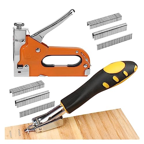 Nagelpistole, 3-in-1-Tackerpistole mit 600 Heftklammern, manuelle Brad-Nagler-Leistungsanpassung, Tackerpistole for Holz, Handwerk, Zimmerei, Dekoration, Heimwerken(A-With Nail puller) von DIGNIFE