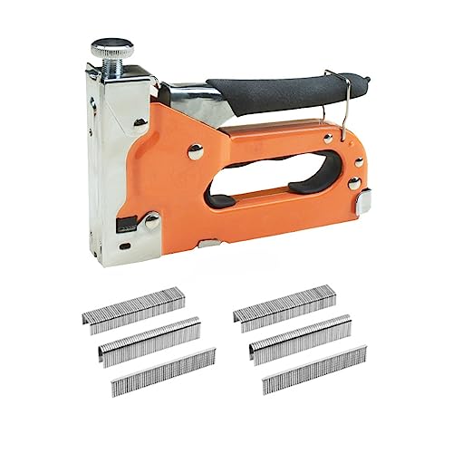 Nagelpistole, 3-in-1-Tackerpistole mit 600 Heftklammern, manuelle Brad-Nagler-Leistungsanpassung, Tackerpistole for Holz, Handwerk, Zimmerei, Dekoration, Heimwerken(B) von DIGNIFE