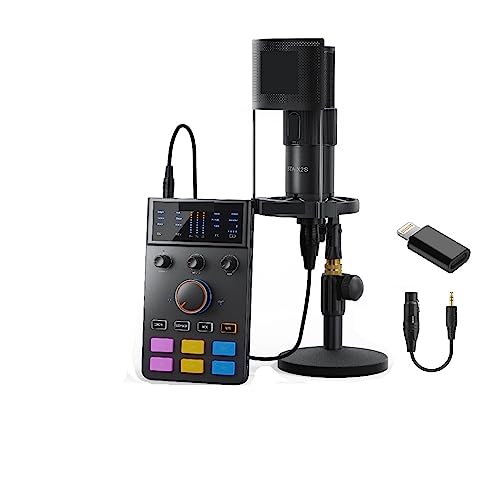 Soundkarten-Kit, C1-K1 Audio-Interface mit XLR-Mikrofon for Streaming/Gaming/Podcasting, Soundkarte(C1 for Lightning) von DIGNIFE