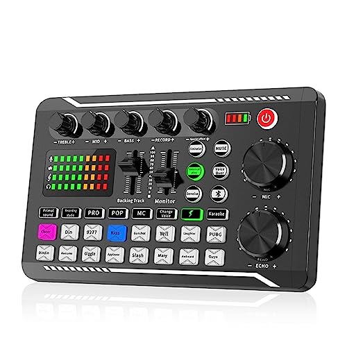 Soundkarten-Kit, Podcast-Mikrofon-Soundkarten-Kit, professionelles Studio-Kondensatormikrofon und F998 Live-Sound-Mixer(Only Sound Card) von DIGNIFE