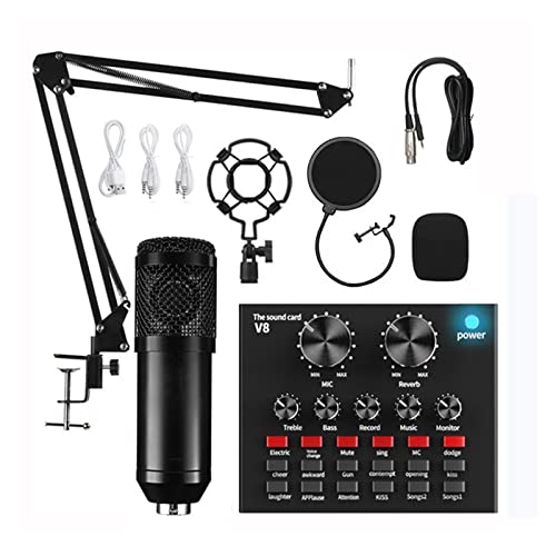 Soundkarten-Kit, Professionelles Audio V8 Soundkarten-Set, Mikrofon, Studio-Kondensatormikrofon for Podcast-Aufnahmen, Live-Streaming(B) von DIGNIFE