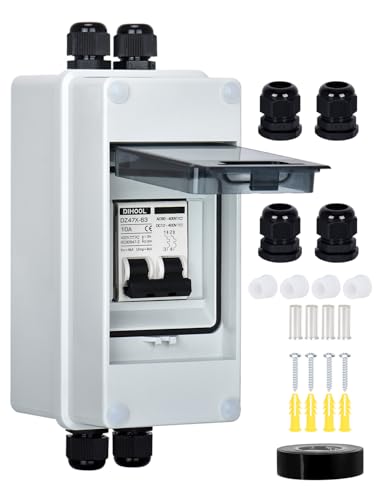 DIHOOL PV Sicherungsautomat, PV Anlage DC Trennschalter IP65 Leistungsschalter Solaranlage, DC12-400V, 10-63A, 2-pilog DC Schaltungsschutz(10A) von DIHOOL