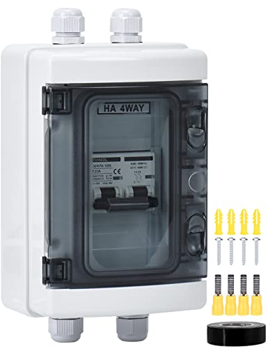 DC 12V Leitungsschutzschalter Trennschalter PV Solar Anlage Sicherungsautomat Gleichstrom 120A 2 Polig (DC12V-DC400V or AC110-400V) Mit IP65 Wasserdicht Gehäuse von DIHOOL