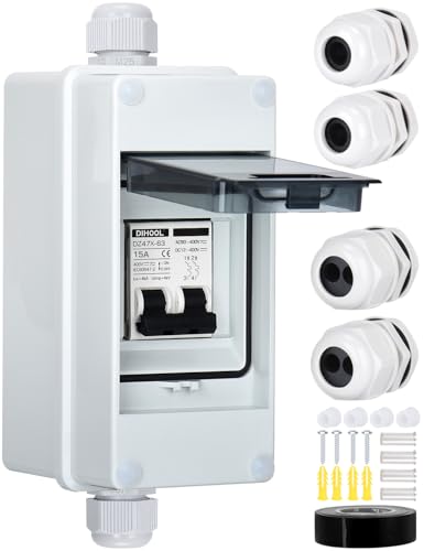 DIHOOL DC Sicherungsautomat 16A 2 polig mit 3 module sicherungskasten aufputz ip65 Wasserdicht für balkonkraftwerk(DC12V-400V) von DIHOOL