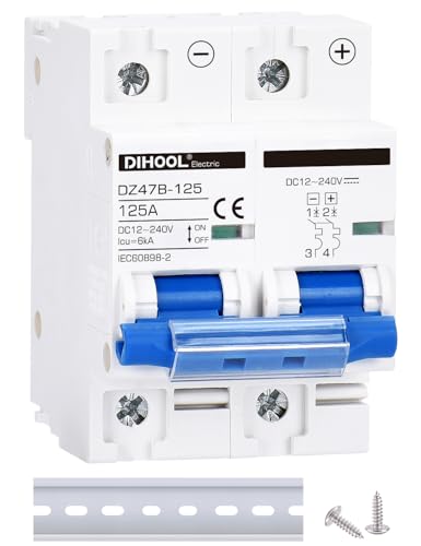 DC Schalter 12V 24V Solar PV Leistungsschalter Photovoltaik Sicherungsautomat(DC12V-240V 2 polig 125A) von DIHOOL