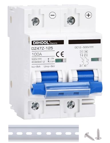 DC Schalter 500VDC Solar PV Leistungsschalter Photovoltaik Sicherungsautomat (DC36V-500V,2 Pole100A) von DIHOOL