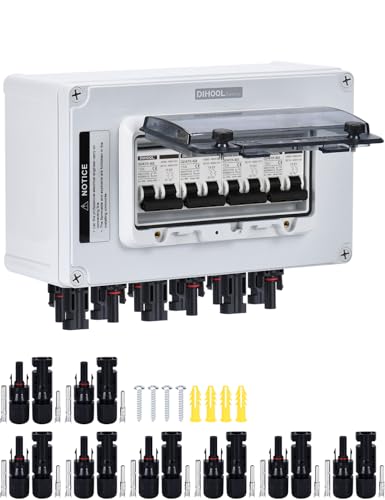 DC Trennschalter PV Anlage DC12V-DC400V 4 String 2 polig 15A IP67 Wasserdichtes Solar Leitungsschutzschalter Sicherungsautomat (4 in 4 out) von DIHOOL