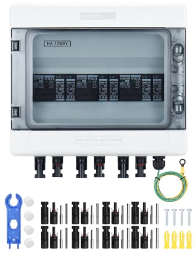 DIHOOL DC überspannungsschutz PV Anlage 3 Strings Solar Anschlusskasten für 3 * 500W Solarmodule Balkonkraftwerk, 40A DC Trennschalter von DIHOOL