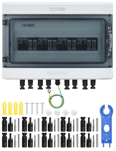 DIHOOL DC überspannungsschutz PV Anlage 4 Strings Solar Anschlusskasten für 4 * 500W Solarmodule Balkonkraftwerk, 40A DC Trennschalter von DIHOOL