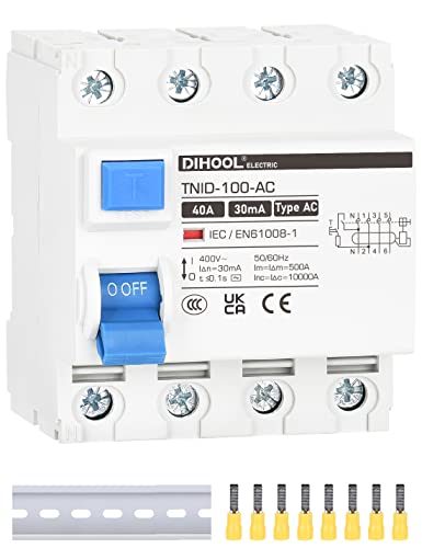 DIHOOL RCD Typ AC fi schutzschalter Fehlerstromschutzschalter FI-Schalter DIN Hutschiene 4-polig 40A 30mA von DIHOOL
