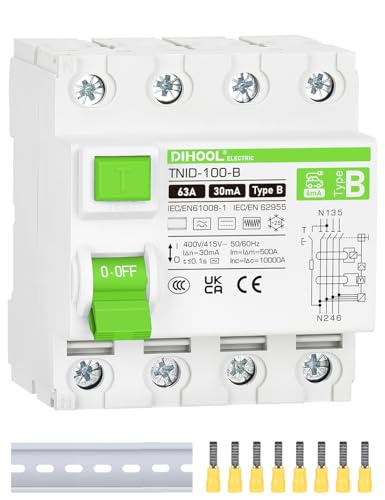 DIHOOL FI Typ B schutzschalter 63A 30mA 4 polig fehlerstromschutzschalter DC 6MA für Ladezubehör Elektrofahrzeuge von DIHOOL