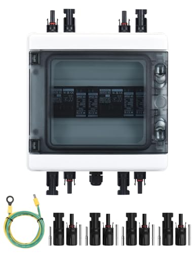 DIHOOL DC überspannungsschutz PV Anlage 2 Strings Solar Anschlusskasten für 2 * 500W Solarmodule Balkonkraftwerk, 15A 1000V DC Trennschalter von DIHOOL