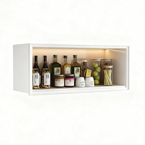 DIHRVTHC Bambus-Küchenwandschrank mit Glasfront, platzsparender Aufbewahrungsschrank zur Wandmontage für Küche, Wohnzimmer und Essbereich(Wit,50cm) von DIHRVTHC