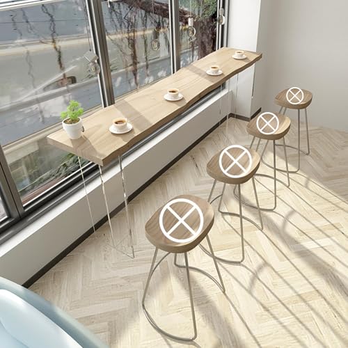 DIHRVTHC Bartisch in Tresenhöhe, moderner Industrial-Tisch mit schlankem Metallgestell und Holzplatte – Ideal für Esszimmer, Café oder Eingangsbereich(160cm) von DIHRVTHC