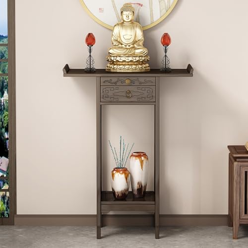 DIHRVTHC Buddhistischer Altar De Muertos De Madera, Persönlicher Schrein-Altartisch, Altarschrank mit Aufbewahrung, chinesischer Schranksockel-Opfertisch(60cm) von DIHRVTHC
