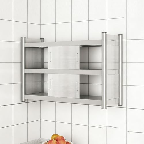 DIHRVTHC Edelstahl-Wandschrank mit Glastüren,robuste Wandaufbewahrungslösung für Küchenutensilien, Badutensilien oder Wohnzimmerdeko,stilvoll und praktisch(90cm) von DIHRVTHC