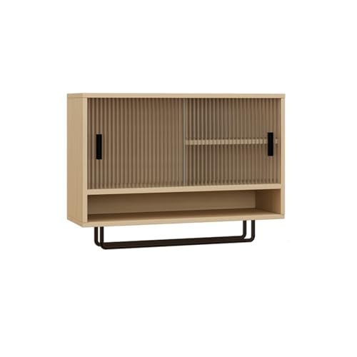 DIHRVTHC Hochwertiger Küchenwandschrank mit Glasfront und verstellbaren Regalen, Wandmontage für platzsparende Aufbewahrung in Küche, Wohnzimmer und Speisekammer(Maple) von DIHRVTHC