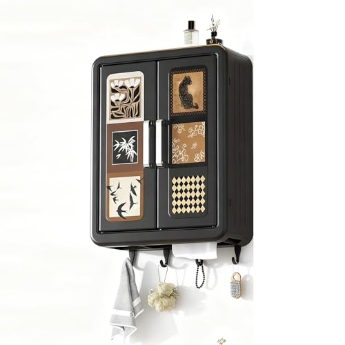 DIHRVTHC Küchen-Wandschrank mit Glastür, kompakter Hängeschrank aus Massivholz mit Bodenablage, ideal für die Gewürzaufbewahrung in Bad, Esszimmer oder Balkon(32 * 40.5cm) von DIHRVTHC