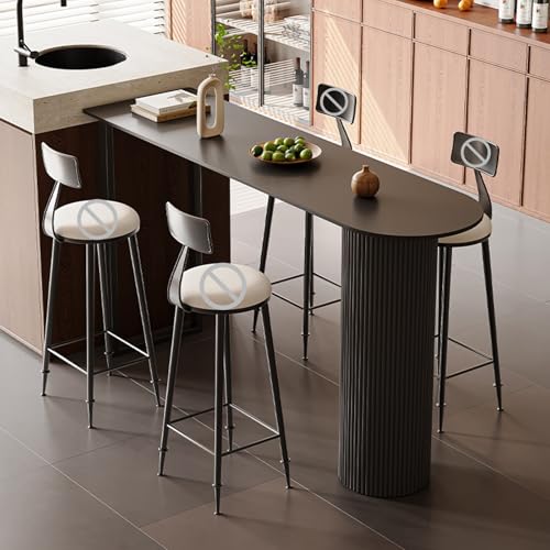 DIHRVTHC Moderner Stehtisch, Thekentisch aus Holz und Metall mit Gestell im Landhausstil – ideal für offene Küchen, Eingangsbereiche oder die Wohnzimmerbar(Nero,100cm) von DIHRVTHC