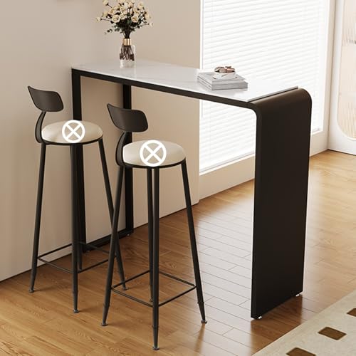 DIHRVTHC Rechteckiger Bartisch mit Holzplatte und schwarzem Metallgestell im Industrial Design – Verleiht Küche, Wohnbereich oder schmalen Räumen Stil und Funktionalität(Nero,153cm) von DIHRVTHC