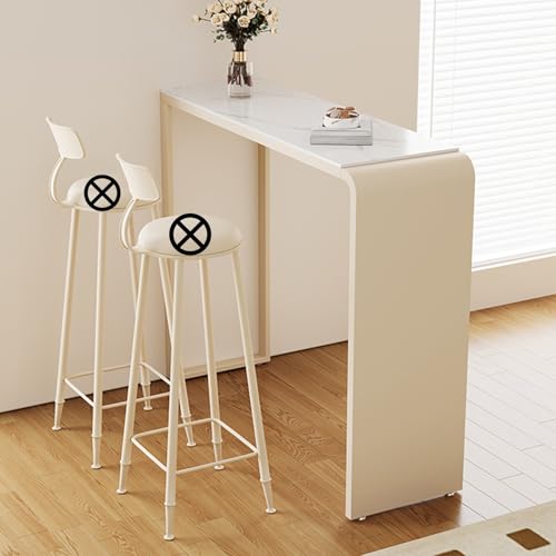 DIHRVTHC Rechteckiger Bartisch mit Holzplatte und schwarzem Metallgestell im Industrial Design – Verleiht Küche, Wohnbereich oder schmalen Räumen Stil und Funktionalität(Wit,173cm) von DIHRVTHC