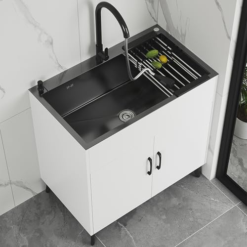 DIHRVTHC Spülenunterschrank, Küchenspüle Mit Unterschrank, Spülenschrank Mit Spüle Und Armatur, Spülschrank Mit Spülbecken, Waschbecken Komplettspüle Ausgussbecken Küchenunterschrank(Wit,75cm) DIHRVTHC Spülenunterschrank, Küchenspüle Mit Unterschrank, Spülenschrank Mit Spüle Und Armatur, Spülschrank Mit Spülbecken, Waschbecken Komplettspüle Ausgussbecken Küchenunterschrank(Wit,75cm) von DIHRVTHC