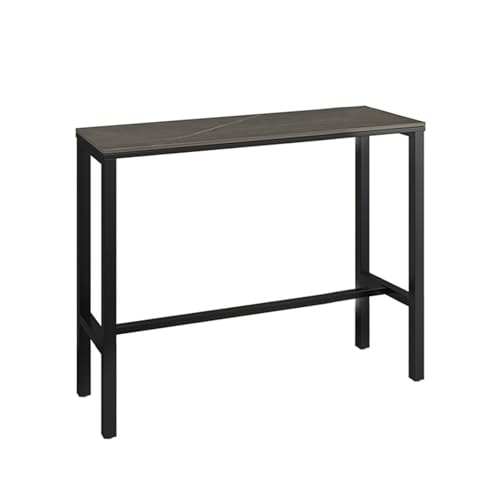 DIHRVTHC Stehtisch, minimalistischer Industrie-Thekentisch mit Massivholzoptik und stabilem Gestell – harmoniert mit urbaner, rustikaler oder moderner Einrichtung(Nero,100cm) von DIHRVTHC