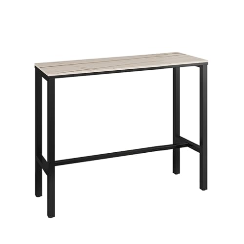 DIHRVTHC Stehtisch, minimalistischer Industrie-Thekentisch mit Massivholzoptik und stabilem Gestell – harmoniert mit urbaner, rustikaler oder moderner Einrichtung(Wit,200cm) von DIHRVTHC