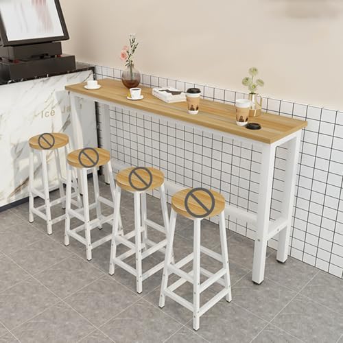 DIHRVTHC Stehtisch im Industrie-Stil, Thekentisch mit Metallgestell und Holzplatte – platzsparend für Essbereich, Kneipe oder Loft(Primary Color,180 * 30cm) von DIHRVTHC