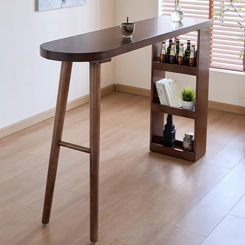 DIHRVTHC Stehtisch im rustikalen Stil, Tresenhoher Bartisch mit stabilem Stahlgestell und Holzmaserung – Ideal für Küchenecken, Cafés oder Studio-Apartments(140cm) von DIHRVTHC