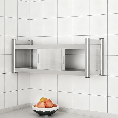 DIHRVTHC Wandmontierter Edelstahlschrank mit Glastüren – robuster, rostbeständiger Organizer für Küche, Bad oder Balkon – platzsparend und modern(120cm) von DIHRVTHC