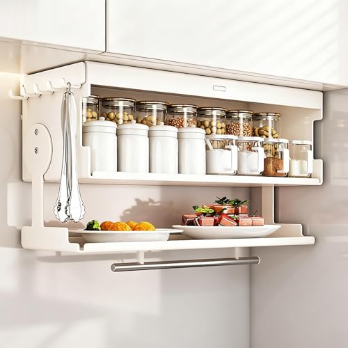 DIHRVTHC Wandschrank Organizer aus Metall mit Klapptür, bohrfreie Installation und langlebiges Design, Küchenhängeschrank für Speisekammer, Essbereich und Moderne Küchen(Nero,26cm) von DIHRVTHC