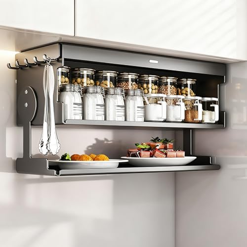 DIHRVTHC Wandschrank Organizer aus Metall mit Klapptür, bohrfreie Installation und langlebiges Design, Küchenhängeschrank für Speisekammer, Essbereich und Moderne Küchen(Wit,26cm) von DIHRVTHC