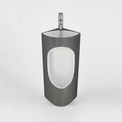 Eck-Urinal aus Porzellan für Herren mit integriertem Wasserhahn und Waschbecken,modernes 2-in-1-Design, ideal für Badezimmer, Garagen und kleine Toiletten(Gray) von DIHRVTHC