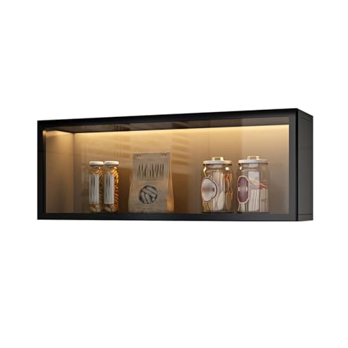 Moderner Küchenwandschrank mit Doppeltür und Glasfront, dekorativer Wandmontage-Aufbewahrungsschrank für Küche, Esszimmer und Speisekammer(Nero,70cm) von DIHRVTHC