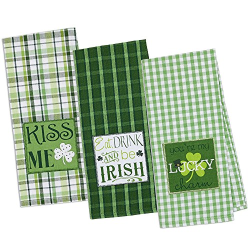 DII 100% Baumwolle, maschinenwaschbar, Everyday Kitchen Basic Bedruckt Spiel Tag Dishtowel, 45,7 x 71,1 cm Set von 2-Fußball & Streifen, St Patricks Day, 2er-Set von DII