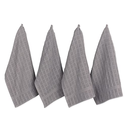 DII Basic Terry Collection Windowpane Geschirrtuch-Set, Baumwolle, Grau massiv, 16x26, 4 von DII