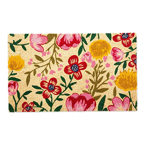 DII Floral Design Collection Fußmatte aus natürlicher Kokosfaser, 43 x 74 cm, helle Blüte von DII